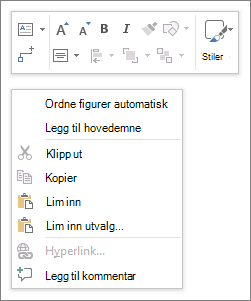 Visio-kontekst eller høyreklikkmeny