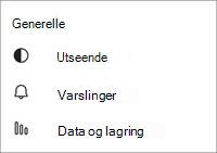 Teams gratis, generelle innstillinger for mobil