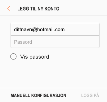 E-postadresse og passord