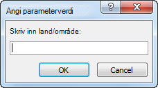 En parameterledetekst med teksten "Skriv inn land/område".