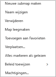 Contextmenu (snelmenu) dat verschijnt wanneer u met de rechtermuisknop op een persoonlijke map klikt