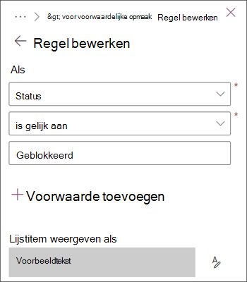 Afbeelding van een regel die items markeert met de status Geblokkeerd