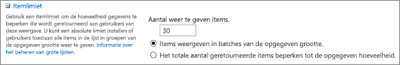 Aantal items instellen dat moet worden weergegeven op de pagina Weergave-instellingen