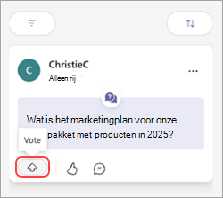 Een Teams-bericht met de knop 'Stemmen' en pijl-omhoog.