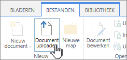 Knop Document uploaden op het lint