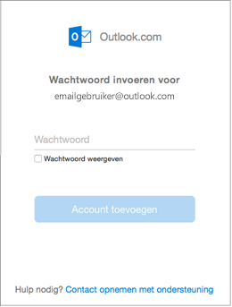 Het wachtwoord invoeren voor uw outlook.com-account