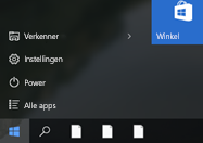 Windows-taakbalk met pictogrammen zonder koppeling