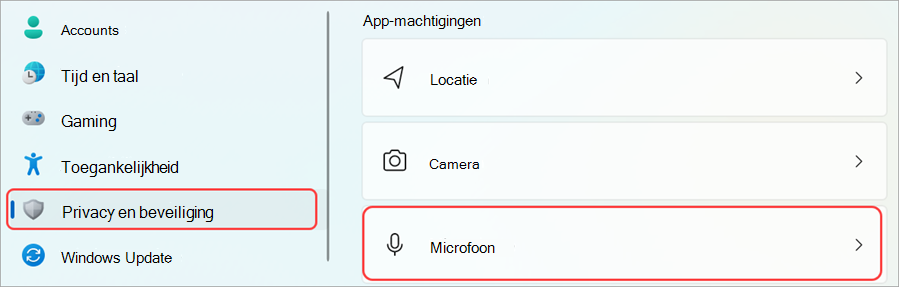 Toont microfooninstellingen die zijn geopend op uw Windows-apparaat.