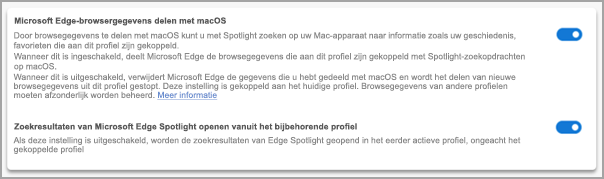 Instellingen voor Spotlight-zoeken in Microsoft Edge.