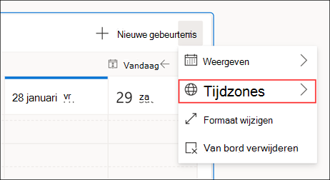 Weergave van het Outlook Web-tijdzonebord weergeven
