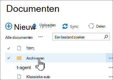 SharePoint 2016-documentbibliotheek met map gemarkeerd