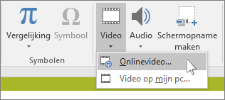 De knop op het lint voor het invoegen van een onlinevideo in PowerPoint