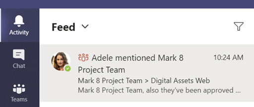 Activiteitsfeed in Teams