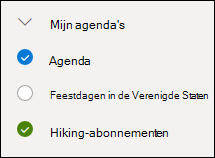 Een schermafbeelding van het selectievakje naast een agenda