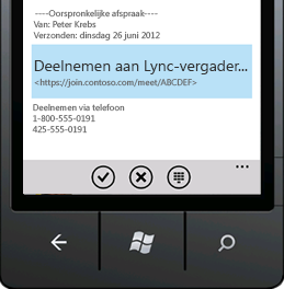 Schermafbeelding van Deelnemen aan Lync-vergadering vanaf een mobiel apparaat