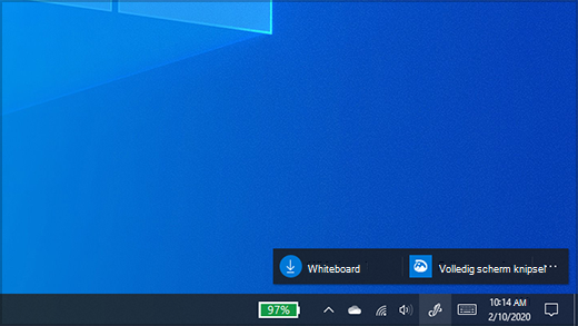 Het Windows Ink-werkruimte menu met de opties Whiteboard en Snip & Sketch