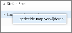 Optie in snelmenu Gedeelde map verwijderen in Outlook Web App
