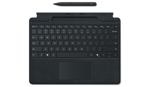 Surface Pro toetsenbord met Sim-pen voor Bedrijven in zwart.