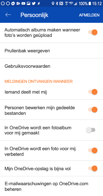 Ga naar de instellingen van uw OneDrive voor Android-app om de meldingsinstellingen in te stellen.