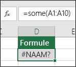 De fout #NAAM? wordt weergegeven als een functienaam een typefout bevat