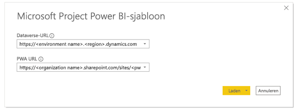 Microsoft Project Power BI-sjabloon