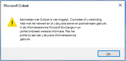 Outlook kan niet worden aangemeld.