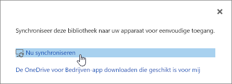 Dialoogvenster Nu synchroniseren waarin de koppeling Nu synchroniseren is gemarkeerd