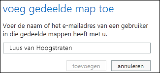 Dialoogvenster Gedeelde map toevoegen in Outlook Web App