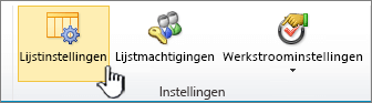 De knop Lijstinstellingen op het paginalint