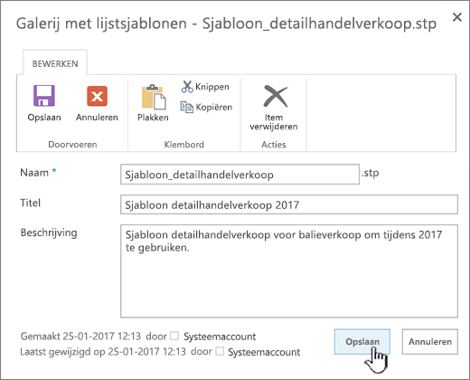 De eigenschappen van een lijstsjabloon bewerken