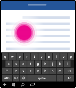 Illustratie van hoe u op tekst kunt tikken om het schermtoetsenbord te activeren