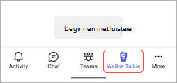 Het walkietalkie-pictogram op de App-balk van Teams