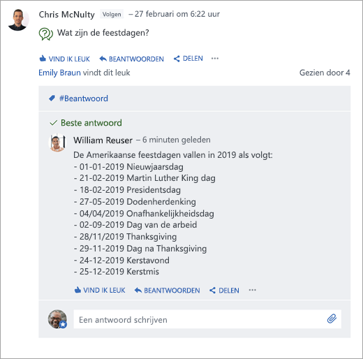 Vragen En Antwoorden Gebruiken In Een Yammer-groep