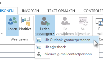 Leden toevoegen vanuit Outlook-contactpersonen