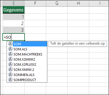 Excel-formule automatisch aanvullen