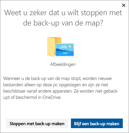 Schermopname van wanneer u stopt met het beveiligen van mappen in OneDrive