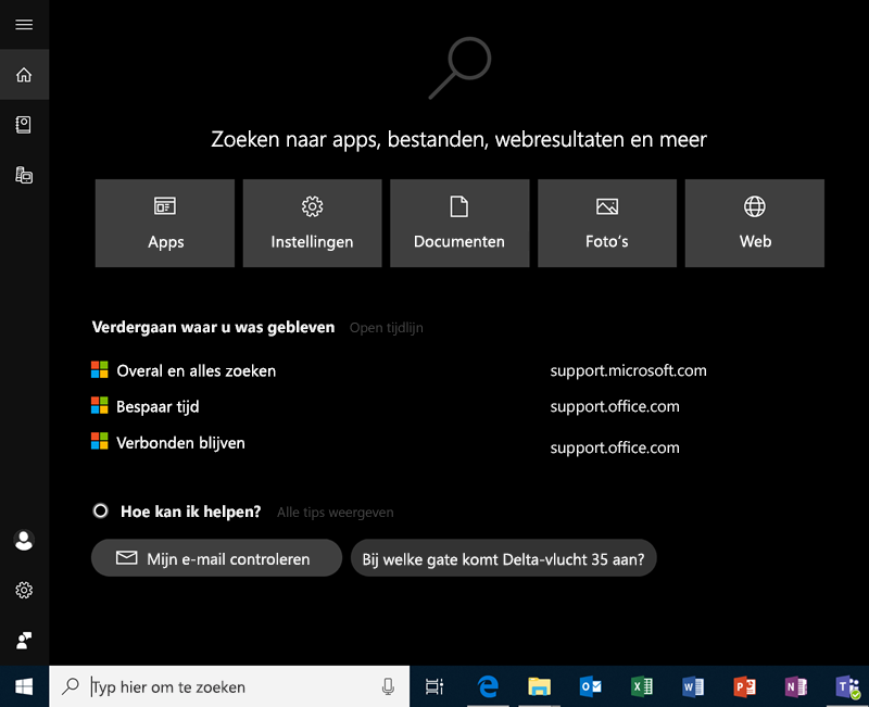 Zoeken in Windows 10
