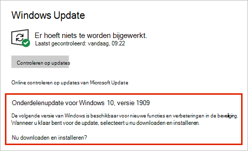 Windows Update met plaatsing van onderdelenupdates