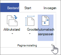 Klik op het pictogram in de hoek van de sectie Pagina-instelling