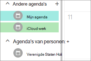 iCloud-agenda wordt weergegeven onder Andere agenda's in Outlook web