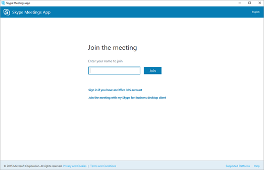 Scherm van de app Skype-vergaderingen