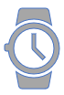 Het pictogram is grijs met een blauwe omtrek