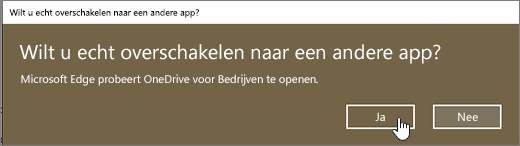 Dialoogvenster Schakelen tussen apps in browser Windows 10 Edge waarin Ja is gemarkeerd