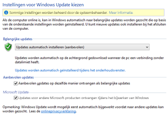 de windows update-instellingen in het configuratiescherm van windows 8