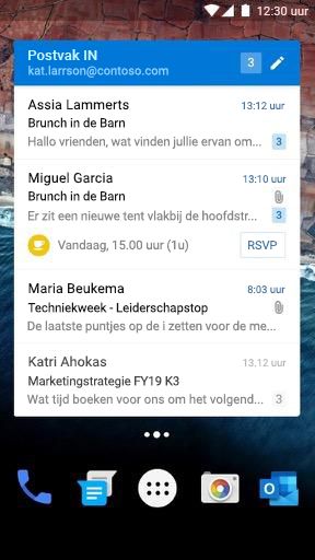 De Android e-mail-widget in de wijde modus