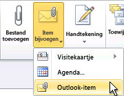 Opdracht Outlook-item bijvoegen op het lint