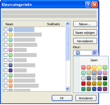 Kleurcategorieën maken en toewijzen Outlook