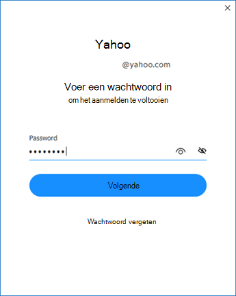Yahoo Outlook-installatiescherm twee - wachtwoord invoeren