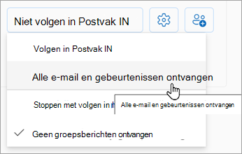 Selecteer alle e-mail en gebeurtenissen ontvangen in de vervolgkeuzelijst