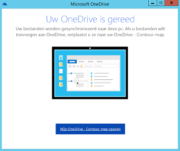 Schermafbeelding van de afrondingspagina van de instelwizard Volgende generatie-synchronisatieclient van OneDrive voor Bedrijven
